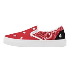 These Red & Black Bandana Pattern Slip On Sneakers are the perfect blend of comfort and fashion. The lightweight construction and slip on design makes them easy to wear and effortless to style. The unique pattern is sure to have you standing out in any crowd. • Classic textured canvas material • Vulcanized rubber sole • Unisex • 9 seizes available Shipping from China (21+ days to reach worldwide destinations on average) Comfortable Slip-on Canvas Shoes For Streetwear, Comfortable Slip-ons For Streetwear, Urban High-top Slip-on Sneakers For Streetwear, Summer Slip-ons For Streetwear, Casual Slip-on Sneakers For Streetwear, Casual Slip-ons For Streetwear, Casual Slip-on Shoes For Streetwear, Non-slip Slip-on Sneakers For Streetwear, Non-slip Slip-on Canvas Shoes For Streetwear