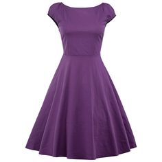 Pleated Knee Length Puffer Dress - Purple - 2Y08321331 - Women's Clothing, Dresses, Retro Dresses  #RetroDresses #Women's #Clothing # #Dresses # #Retro #Dresses Plain Prom Dresses, Jw Meeting, Old Goth, Retro Midi Dress, Sunday Dresses, Vintage Dresses Cheap, 1950 Fashion, Robes Vintage, Style Royal