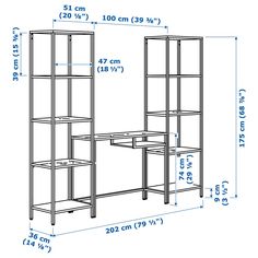 a drawing of a bookcase with measurements for the shelves and drawers on each side