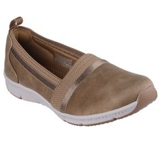 Show you care while staying comfortable and stylish wearing Skechers Be-Cool - Classy Step. Designed with recycled materials, this low-profile design features a micro leather and knit upper with sheen trim and a cushioned Skechers Air-Cooled Memory Foam comfort insole. Our Planet Matters Good for your feet. Good for the world. | Skechers Women's Be-Cool - Classy Step Slip-On Shoes | Medium Width | Made with at least 20% recycled content by weight, which helps to reduce waste | Skechers Air-Cooled Memory Foam comfort insole | Crafted with 100% vegan materials | Recycled micro leather and knit A-line upper | Flexible traction outsole | 1-inch heel height | Skechers Summer Clearance Sale, Oxford Pumps, Skechers Memory Foam, Wide Shoes, Shoe Insoles, Skechers Women, Kids Sandals, Sneakers Athletic, Shoe Care