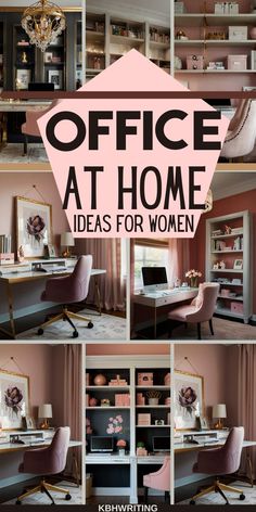 office at home ideas for women with pink walls and desks in the center,