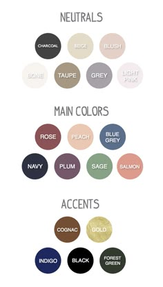 the color chart for all kinds of paint colors in different shades and sizes, including neutrals