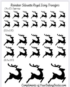 the reindeer silhouettes are shown in black and white, as well as their numbers