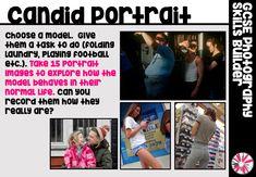 an advertisement with pictures of people in the background and text below it that reads, candid porfait choose model give them 4 ask to follow