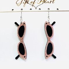 Pink Glitter Sunglasses Acrylic Earrings, Fun Statement Earrings, Summer Earrings Pierced or Clip-On Trendy Pink Glitter Earrings, Pink Plastic Earrings For Party, Pink Plastic Party Earrings, Cute Plastic Party Earrings, Acrylic Earrings Laser Cut, Acrylic Sunglasses, Glitter Sunglasses, Pink Board, Pear Pendant