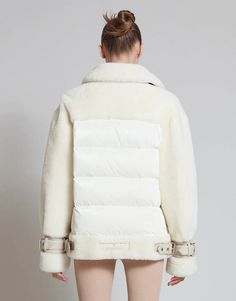 GRAND | SHEARLING JACKET – Nicole Benisti Luxury Shearling Outerwear With Padded Collar, White Shearling Outerwear With Faux Fur Trim, Luxury Sheepskin Outerwear With Faux Fur Trim, White Shearling Fur Coat, White Shearling Long Sleeve Outerwear, Winter White Sheepskin Outerwear With Faux Fur Trim, Luxury Long Sleeve Shearling Outerwear, Luxury Fluffy Long Sleeve Outerwear, Luxury Long Sleeve Fluffy Outerwear