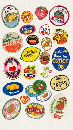 many different types of stickers on a white surface