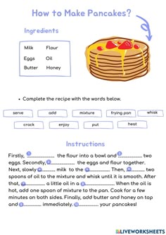 a recipe for pancakes with instructions to make it