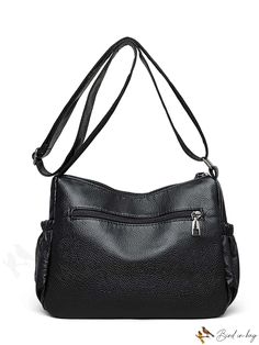 BirdinBag - Stylish Black Multi-Pocket Crossbody Bag for Women Handheld Shoulder Bag With Zipper Pocket For Errands, Black Handheld Satchel With Pockets, Versatile Handheld Bags With Zipper Pocket, Black Hobo Bag With Pockets For Errands, Satchel Bag With Pockets For Errands, Travel Bag With Zipper Pocket And Flap, Shoulder Bag With Cell Phone Pocket For Errands, On-the-go Crossbody Shoulder Bag With Pockets, On-the-go Shoulder Bag With Pockets