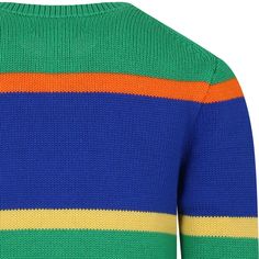 Color: Blue Blue striped cotton sweater, long sleeves, with ribbed crew neck, cuffs and hem. It is embellished with logo on the front and iconic pony embroidered on the sleeve. 100% Cotton. Machine wash at 30°C. Winter Sweater With Signature Stripes And Long Sleeves, Striped Sweater With Ribbed Collar And Crew Neck, Striped Crew Neck Sweatshirt With Ribbed Collar, Classic Crew Neck Sweater With Striped Cuffs, Classic Striped Sweater With Ribbed Cuffs, Blue Winter Sweater With Striped Cuffs, Ralph Lauren Crew Neck Sweatshirt With Ribbed Cuffs, Striped Crew Neck Sweater With Ribbed Cuffs, Striped Crew Neck Sweater With Ribbed Collar