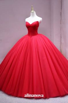 Red Quinceanera Dresses Elegant Tulle Ball Gown Sleeveless For Sweet 16 Red Quinceanera Dresses Elegant, Quinceanera Dresses Elegant, Dresses For Sweet 16, Red Dress Formal, Wedding Dress Bodice, Sweet 15 Birthday, Red Wedding Gowns, Ball Gown Prom Dresses, Colored Wedding Dress