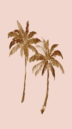 two palm trees on a pink background