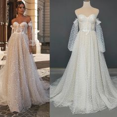 two different views of the same wedding dress