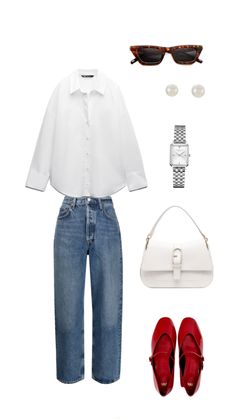 Aquele look com toque de cor pra o dia a dia Outfits Pantalon Azul, Wide Leg Jean Outfits, Movie Outfit Ideas, Modest Girly Outfits, Outfits Con Jeans, Comfy Casual Outfits, Friday Outfit, Stylish Work Outfits