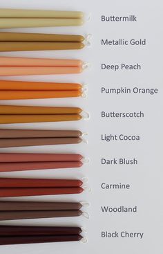 the different colors of waxed paper are shown in this image, including orange, yellow, and brown