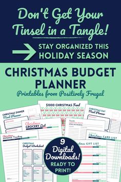 christmas budget planner with the text, christmas budget time is here on it and an image of