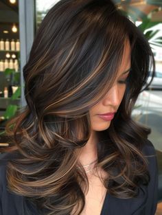 Dark Brown Hair With Caramel Highlights, Trendy Balayage, Blonde Hair Trends, Extreme Haircut, Medium Length Styles, Haircut Transformation, Fall Haircuts, Balayage Hair Caramel, Highlights For Dark Brown Hair