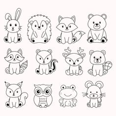 an image of cute animals coloring pages