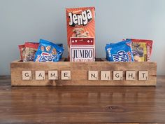 Family Game Night Basket Ideas, Holiday Party Prizes, Game Night Basket, Family Night Games, S'mores Box, Game Basket