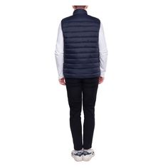 Our Rokka&Rolla Men's Puffer Vest is perfect to keep you extra cozy for outdoor activities or daily lifestyle. Lightweight and easy to carry-on with you everywhere! Filled with down alternatives and a water-resistant finish to help stay warm at all times. Protect your neck from the wind with our added chin guard feature. Remain stylish and comfortable in this sleeveless vest for endless outfit ideas. Casual Outdoor Outerwear With Fleece Lining, Casual Outerwear With Fleece Lining For Outdoor Activities, Casual Outerwear With Fleece Lining For Outdoor, Casual Navy Outdoor Outerwear, Casual Navy Outerwear For Outdoor Activities, Durable Casual Outerwear For Hiking, Casual Hiking Outerwear With Fleece Lining, Casual Outerwear With Fleece Lining For Hiking, Casual Fleece-lined Outerwear For Hiking