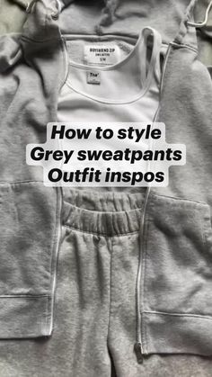 Outfits With Gray Sweatpants, Cute Outfits With Grey Sweatpants, Gray Sweatpants Outfit For School, How To Style Gray Sweatpants, Style Grey Sweatpants, How To Style Grey Sweatpants, Sweatpants Outfit Aesthetic, Grey Top Outfit, Sweatpants Outfits For School