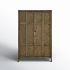 a tall wooden cabinet with two doors