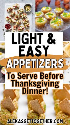 the words light and easy appetizers to serve before thanksgiving dinner