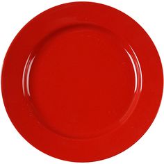 an empty red plate on a white background