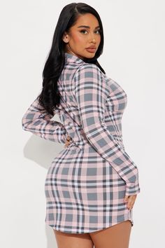 Available In Pink/combo. PJ Sleep Shirt Long Sleeve Collared Button Down Chest Pocket Stretch Final Sale Disclaimer: Plaid Placement May Vary. 95% Polyester 5% Spandex Imported | Cozy Cutie PJ Sleep Shirt in Pink size Small by Fashion Nova Fitted Plaid Shirt For Winter, Fitted Plaid Long Sleeve Shirt, Fitted Long Sleeve Plaid Top, Fitted Plaid Long Sleeve Top, Fitted Spring Loungewear Shirt, Fitted Spring Shirt For Loungewear, Fitted Shirt For Loungewear In Spring, Fitted Shirt For Spring Loungewear, Fitted Button-up Top For Loungewear