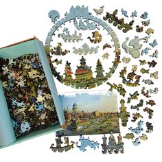 the puzzle box is filled with different pieces