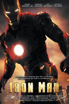 the poster for iron man is shown here