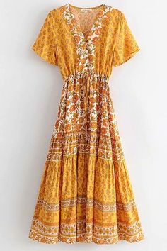 Bohemian Romantic Floral Dress - Hippie Vibe Tribe Sunflower Aesthetic, Hipster Skirt, Sundance Style, Hippie Clothing, Boho Prints, New Bohemian, Long Kurtis, Mode Boho, Drawstring Dresses