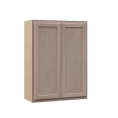 a wooden cabinet with two doors on the side