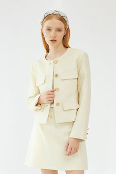 SKYE San Francisco Shop SF Chic Modern Elegant Classy Women Clothing French Parisian Minimalist Fashion Style Clarette Tweed Jacket 6 Tweed Jacket Outfit, Boucle Jacket, Classy And Elegant, Tweed Fabric, Gold Threads, Classy Women, Of Outfits, High Waisted Trousers, Casual Elegance