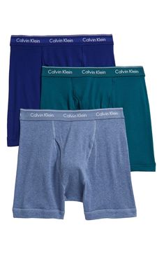 Cut from soft, breathable cotton, these staple boxer briefs feature a comfortable fit and a branded elastic waistband. Style Name:Calvin Klein 3-Pack Boxer Briefs. Style Number: 5893389. Available in stores. Calvin Klein Cotton Boxer Briefs Multi-pack, Calvin Klein Cotton Multipack Boxer Briefs, Calvin Klein Stretch Solid Color Boxer Briefs, Calvin Klein Stretch Boxer Briefs, Calvin Klein Cotton Boxer Briefs For Loungewear, Casual Calvin Klein Boxer Briefs For Loungewear, Calvin Klein Casual Boxer Briefs For Loungewear, Casual Calvin Klein Cotton Boxer Briefs, Calvin Klein Casual Cotton Boxer Briefs