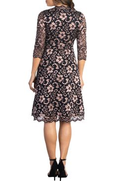 The Mon Cherie Plus Size Floral Lace Dress is a perfect special occasion midi for cocktail, formal, and semi-formal parties. Be the best dressed wedding guest or mother of the bride/groom. Features an A-line silhouette, 3/4 length sleeves, and pockets! Available in women’s regular and plus sizes. -Material: Self: 92% Nylon, 8% Spandex/Lining: 96% Polyester, 4% Spandex -Care Instructions: Dry clean only. Do not steam. Cool iron when needed. -Product Fit: A-Line Product Specifications: -3/4 length Best Dressed Wedding Guest, Formal Parties, Cocktail Formal, Floral Lace Dress, Mon Cheri, Lace Sheath Dress, Floral Jacquard, Scalloped Edges, Dress Cuts