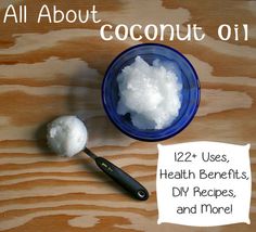 an image of coconut oil and sugar on a wooden table with text that reads eat more coconut oils