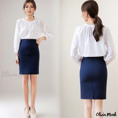 Olivia Mark - Pencil Skirt Style- Tailored Mini Skirt Suit Dress Non-stretch Elegant Mini Skirt For Workwear, Elegant Non-stretch Mini Skirt For Work, Casual Mini Skirt For Office, Elegant Non-stretch Skirt For Office, Elegant Non-stretch Office Skirt, Non-stretch Lined Office Skirt, Fitted Pencil Skirt Dress With Lined Skirt, Elegant Non-stretch Knee-length Mini Skirt, Office Mini Pleated Skirt