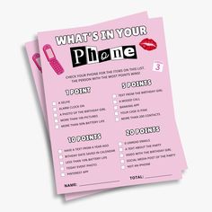 what's in your phone? poster with pink background and red lipstick on it