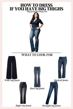 Skirts For Big Thighs, Best Jeans For Big Thighs, Jeans For Wide Hips And Thighs, Outfit For Big Thighs, Big Hips Outfit Ideas, Shoes For Flare Jeans, Big Legs Outfit, Outfits For Big Thighs, Big Thighs Outfit