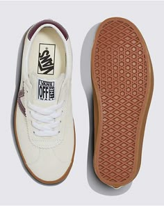 A Streamlined Shoe that Keeps the 90s Alive Taking inspiration from Vans’ 90s heritage styles, the Sport Low Suede is a new interpretation of the original Skate Vans Sport. From the lower open collar and extended tongue to the standout “V” Sidestripe, this vulcanized low top shoe perfectly blends a skate-inspired look with unique retro details. Retro-inspired low-top court shoe with a lower profile Thick suede uppers with leather accents Heritage “V” sidestripes Lace-up closure Old school logo label Single-wrap sidewalls Supportive padded collars Signature rubber waffle outsoles Women’s Vans, Surfer Shoes, Old School Logo, Brown Vans, Vans Store, Glass Slippers, Shoe Wishlist, Vans Logo, New Shoe