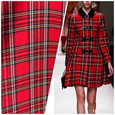 (1) Close-Out Designer Red Plaid Tartan Woven Fabric- By the Yard | www.fancystylesfabric.com Tartan Fashion, Plaid Purse, Tartan Fabric, Red Tartan, Plaid Fabric, Brocade Fabric, Runway Show, Designer Fabric, Woven Dress