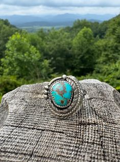 Beautiful turquoise. Size 6 Western Style Turquoise Ring Collectible, Adjustable Turquoise Western Ring, Adjustable Size Turquoise Western Ring, Adjustable Collectible Turquoise Ring, Adjustable Untreated Turquoise Ring, Rustic Silver Turquoise Ring Gift, Rustic Silver Turquoise Ring For Gift, Untreated Adjustable Western Turquoise Ring, Handmade Rustic Silver Turquoise Ring