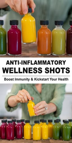 6 DIY Anti-Inflammatory, Immune-Boosting Wellness Shots to Start Your Day | No Juicer Required! Healthy Shots, Immunity Shots, Collagen Smoothie, Inflammation Recipes