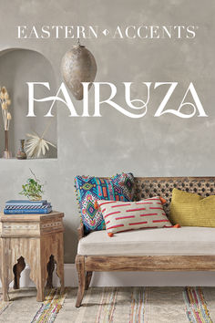 Fairuza luxuriates in layers of detailed pattern and texture. This worldly bedding collection blends the folkloric patterns of traditional Oriental rugs and colorful tassels with fun cut-embroidery. Complete with a color-blocked ottoman and tasseled curtain panels, Fairuza truly dances to the beat of its own drum. Entry Benches, Boho Home Ideas, Colorful Tassels, Interior Redesign, Interior Cladding, Global Home, Beautiful Patios, Eastern Accents, Pattern And Texture