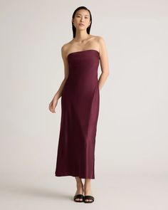 100% Washable Silk Strapless Midi Dress Strapless Silk Dress, Silk Fiber, Silk Cami, Strapless Midi Dress, Quarter Zip Sweater, Body Temperature, Effortless Chic, Mulberry Silk, Blouse Dress