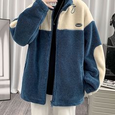 Winter Color Block Fleece Jacket - vanci.co Fleece Long Sleeve Windbreaker For Fall, Long Sleeve Fleece Windbreaker For Fall, Casual Winter Fleece Jacket, Casual Fleece Jacket For Winter, Casual Winter Fleece Jacket For Cold Weather, Casual Fleece Windbreaker With Long Sleeves, Casual Fleece Windbreaker For Fall, Casual Warm Fleece Jacket For Winter, Warm Fleece Casual Outerwear