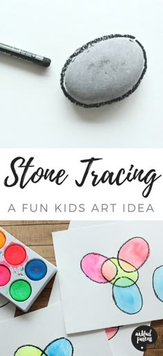 some rocks and watercolors with the words stone tracing on them