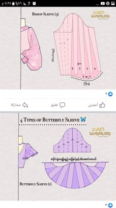 two different types of clothing are shown on the same page, one in pink and one in