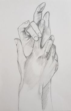 a pencil drawing of two hands holding each other's fingers up to the sky